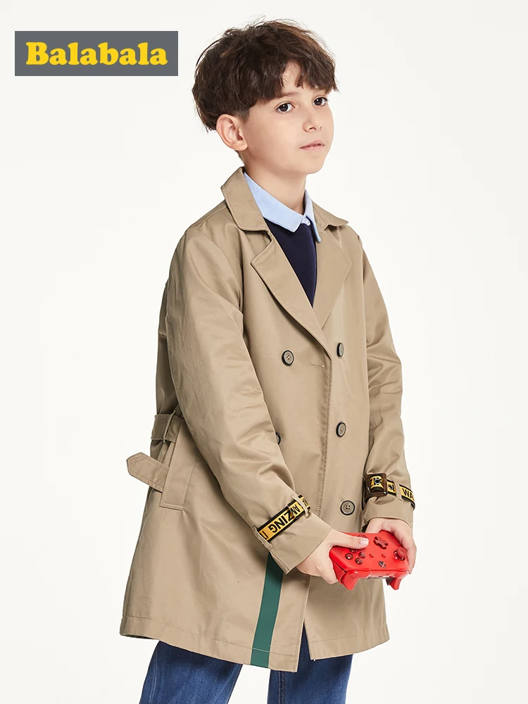 

Balabala Children clothing jacket boy 2019 autumn new style big boys trench coat windbreaker long section Korean version