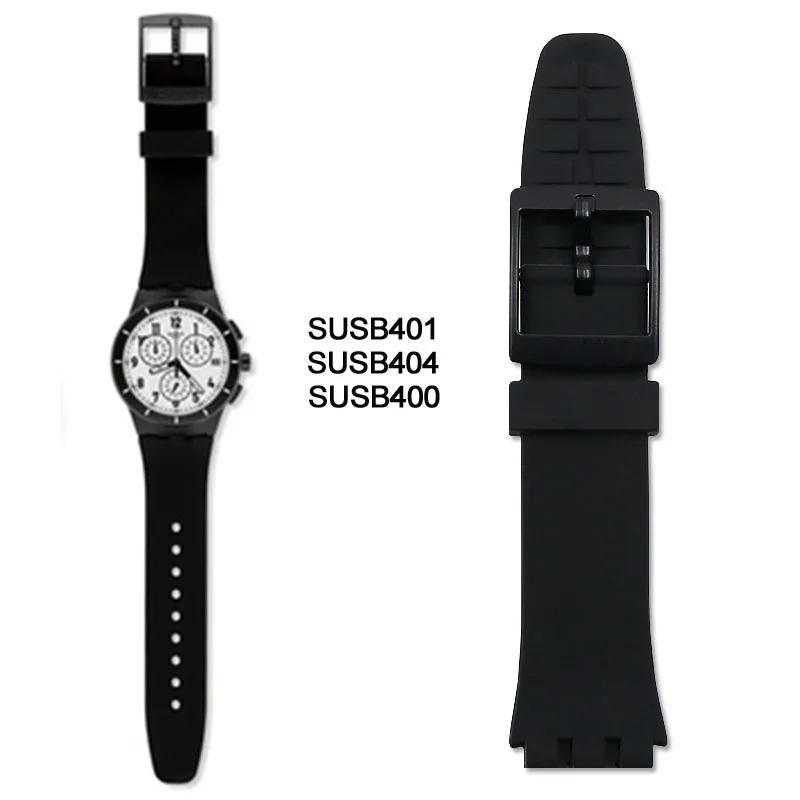 Силиконовый ремешок женская пряжка аксессуары для часов 20 мм для Swatch SUSB400 SUSW402 мужской спортивный водонепроницаемый браслет ремешок для часов - Цвет ремешка: SUSB400 401 402