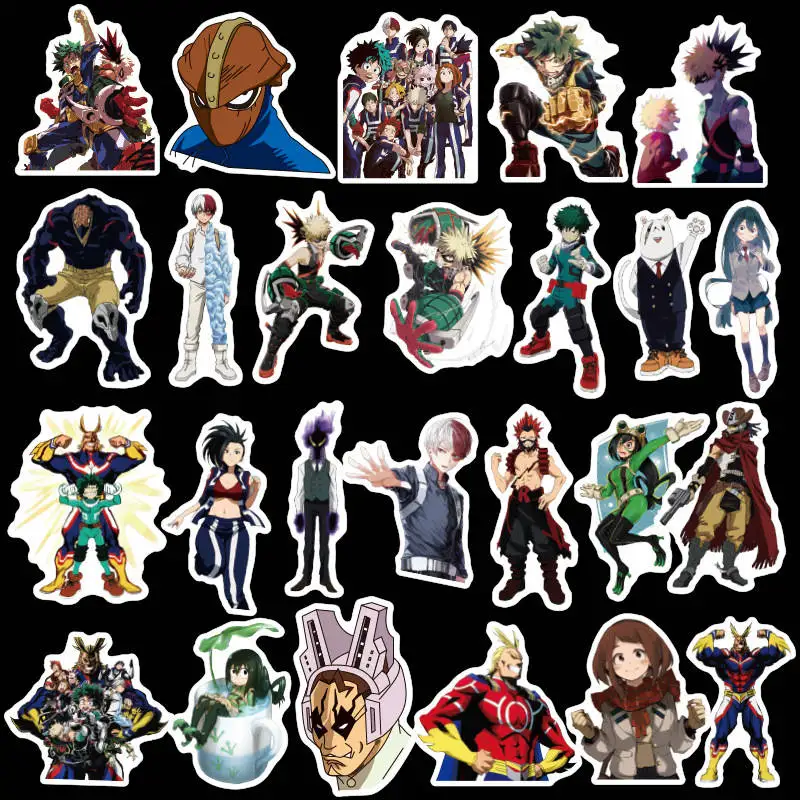 50Pcs My Hero Academia Anime Stickers Vintage Scrapbooking Stickers ForLuggage Laptop Skateboard Bicycle Backpack Phone Diary