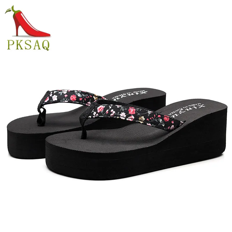 

2019 Explosion Models Female Summer Flip-flops Non-slip Floral Cloth With Flip-flops Beach Shoes Us Version Flip-flops Sandals