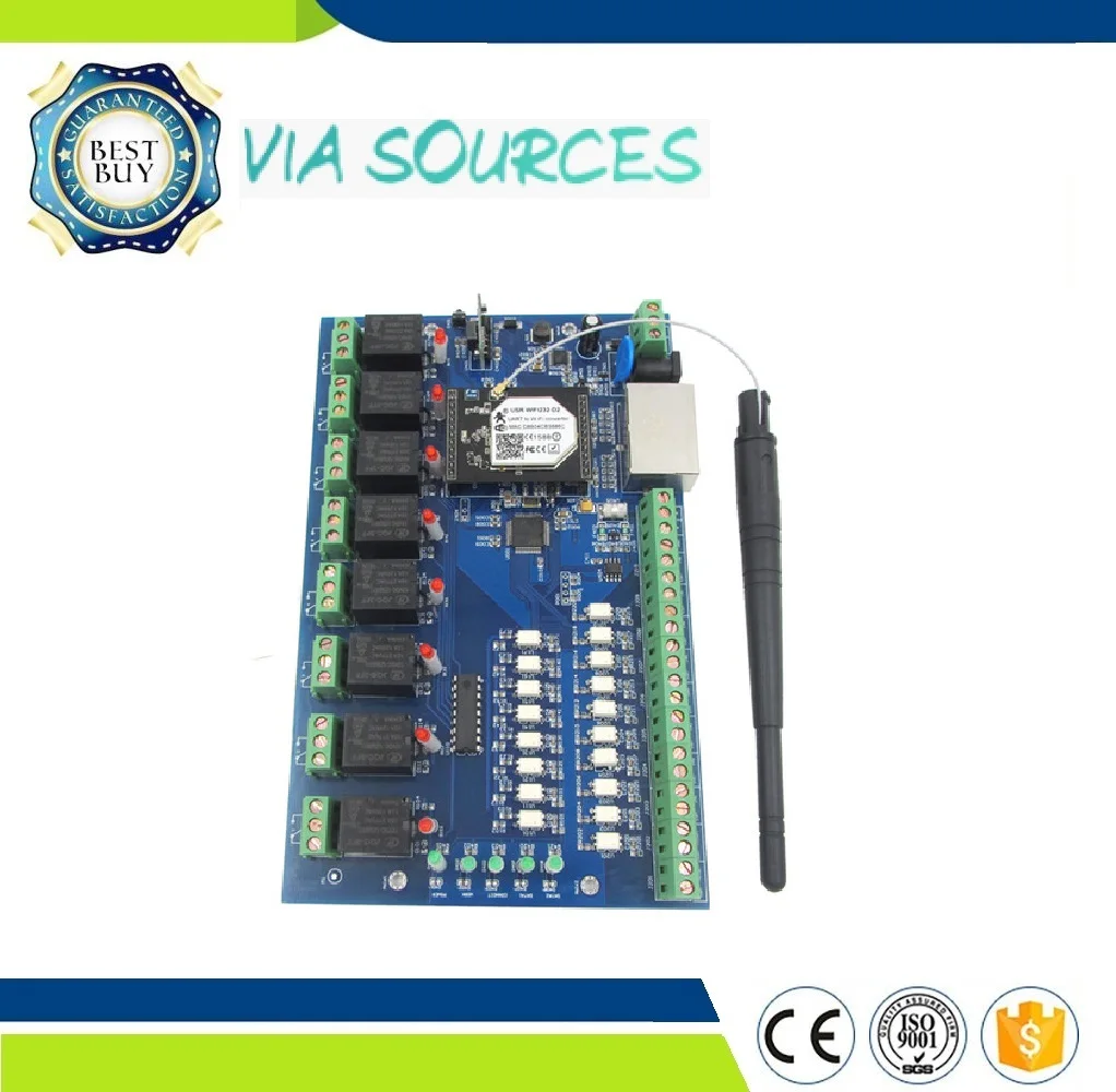 

Free Shipping LAN WAN Wifi Relay Board with 8 Inputs 8 Outputs,Remote Control Switch module for industrial machine equipment