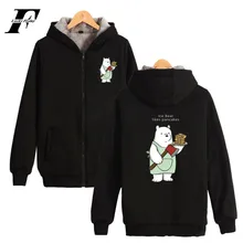 LUCKYFRIDAYF We Bare Bears Thick Hoodie Zipper Cute Sweatshirt Winter Warm Cotton High Quality Jacket Funny Coat Plus Street