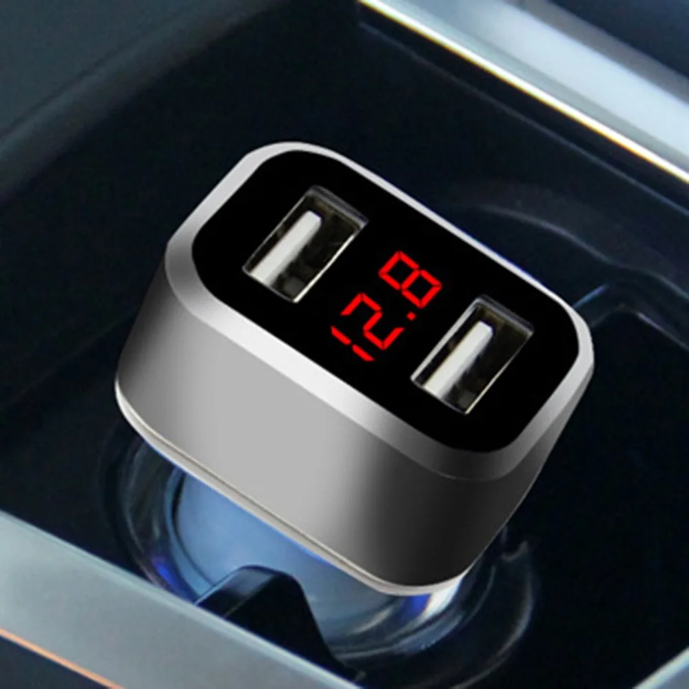 

Automobile High-end Car Charger Digital LED Display Dual USB Port Smart Car-Charging Adapter 3.1A With Battery Voltage Detection