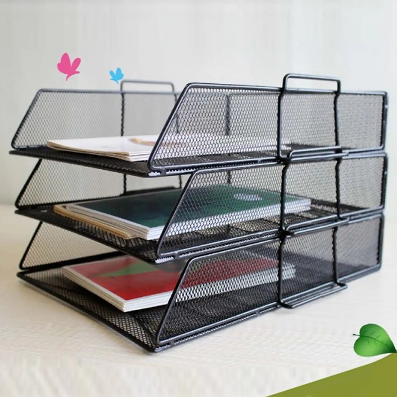 3 Tier Mesh Filing Trays File Holder Stand Organizer For Magazine 3 Tier Mesh Filing Trays File Holder