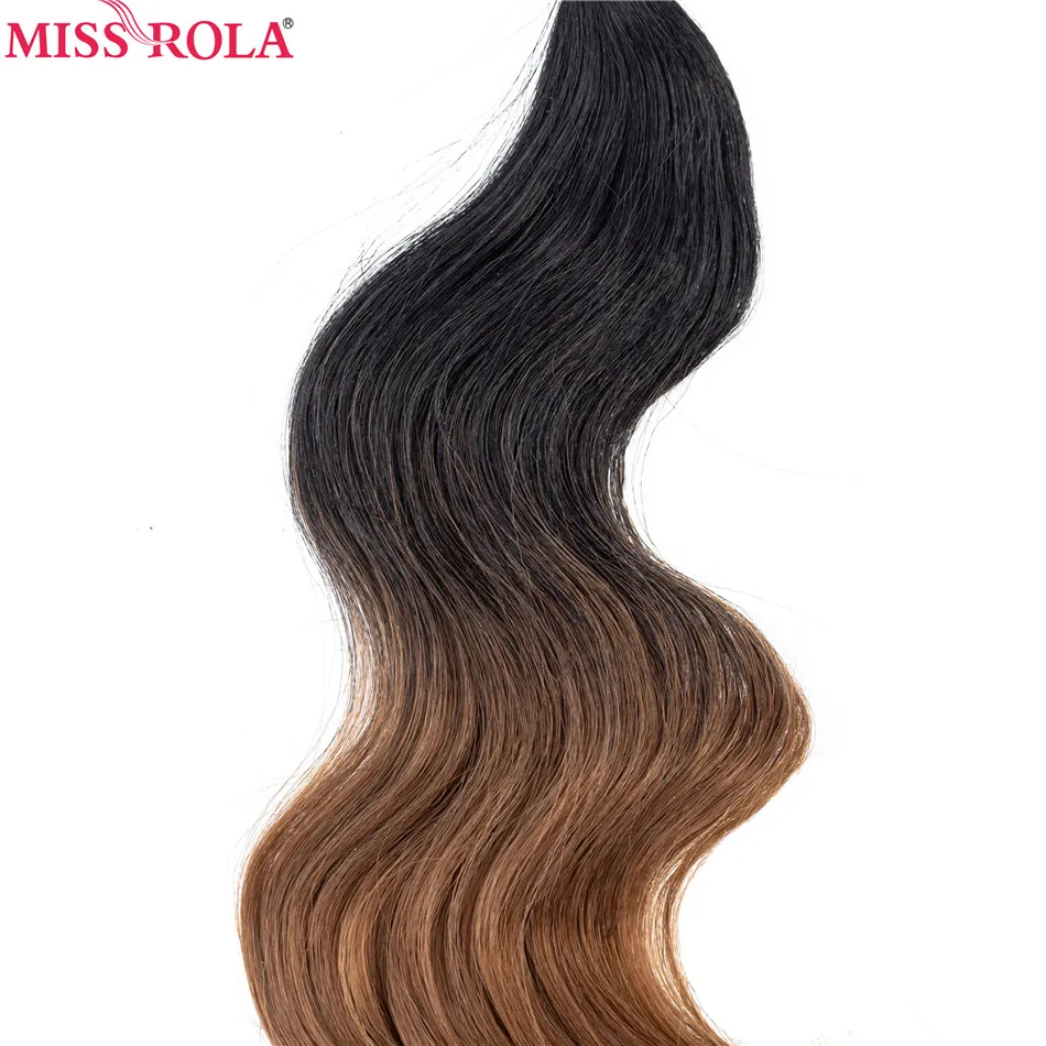 Ombre Synthetic Hair Extensions Body Wave Bundles T1B-30 6pcs 18-22'' Weaves Free Closure