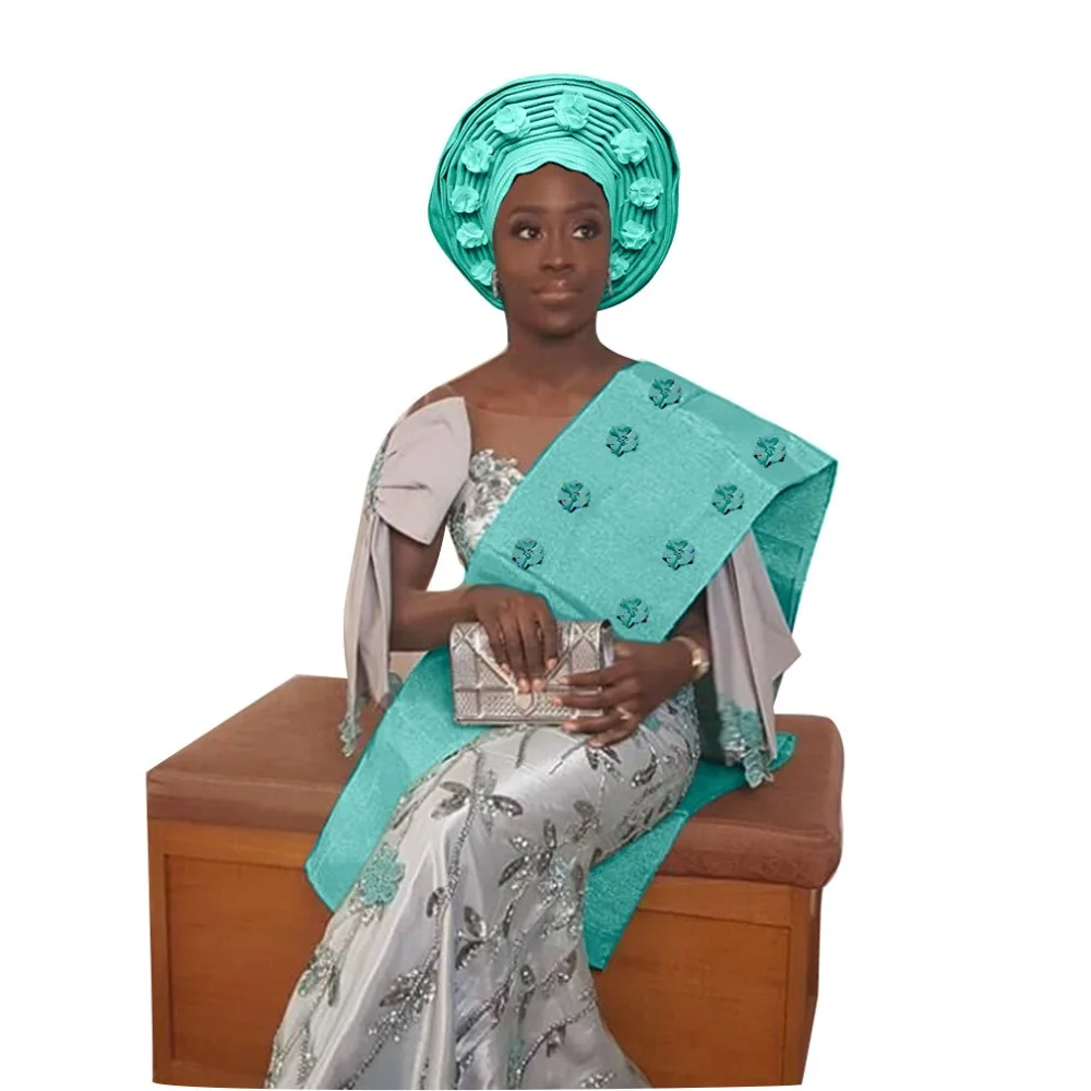 Бесплатная доставка aso oke gele Африканский цветок женский головной убор с