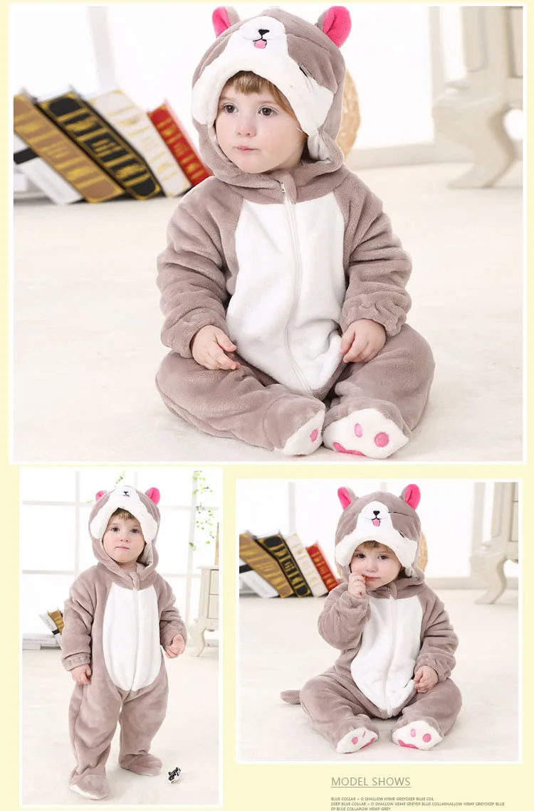 Baby Cartoon Rompers Newborn Hooded Toddler Clothing Boys Girls Minions Animal Jumpsuit Playsuit Costume Flannel Baby Rompers