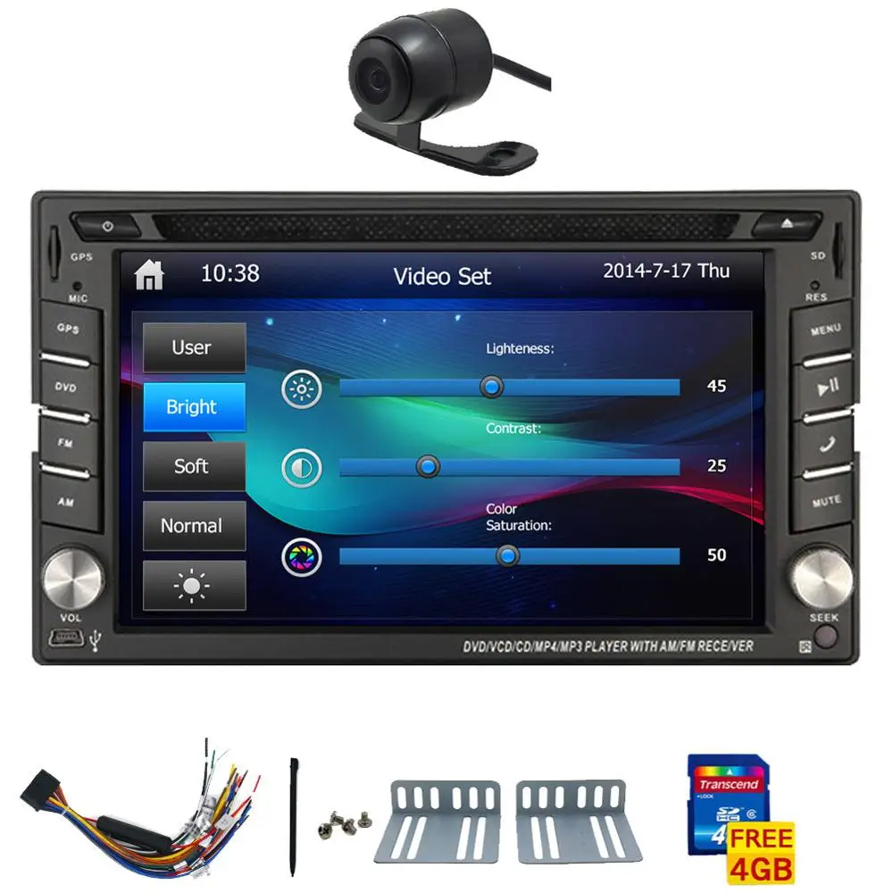 Automotive Parts CD 2 Din In Dash Autoradio GPS SAT Multimedia Headunit In Deck Car Video Electronics Car Stereo MP3 Music Auto Radio DVD Player Motorized 6.2Inch EinCar EQ Subwoofer Remote control receiver Rear View Camera