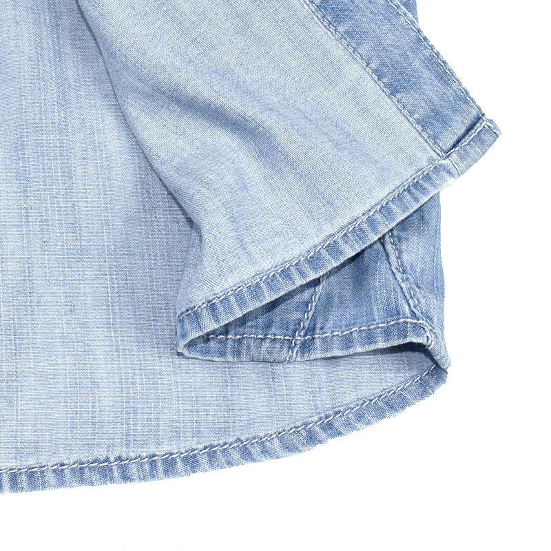 10 Boys Denim Shirts Teens Solid Tops Short Sleeve Shirts Pocket Buttons Kids Junior Clothing Children 4-16 Years