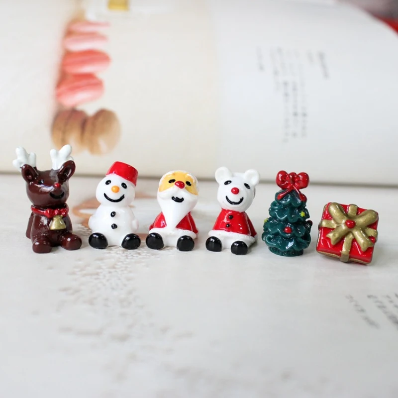 

6pc Christmas Santa Claus Set Miniature Fairy Garden Home Houses Decoration Minecraft Micro Landscaping Decor DIY Accessories