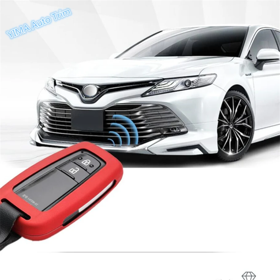 

Lapetus Auto Styling Key Case Shell Chains Protector Cover Trim Fit For Toyota Avalon 2019 Camry 2018 2019 Red Carbon Fiber Look