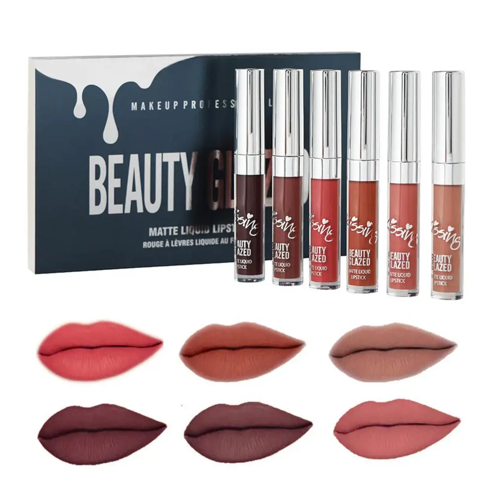 

6 Color Set Liquid Lip Gloss Lasting Waterproof Non-Stick Cup Lipstick Cosmetics Matte Velvet Sexy Lip Makeup