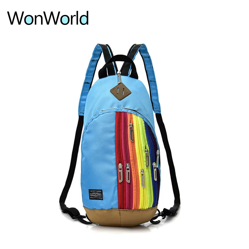 

2018 latest Waterproof Nylon Backpack small Backpack for Teenage Girls Female Chest pack Rainbow Bags Travel Rucksack mochila