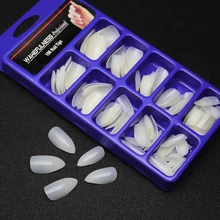 

WAKEFULNESS 100Pcs Clear Long Stiletto False Nails Tips Nature White Full Cover Fake Nail Tips Manicure Press On Nails Charms