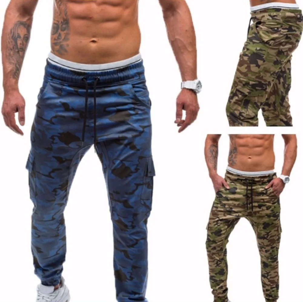 

HOT 2019 Outdoor Men's sport pants euramerican style men's pants camouflage military sport hip-hop fitness jogging pants