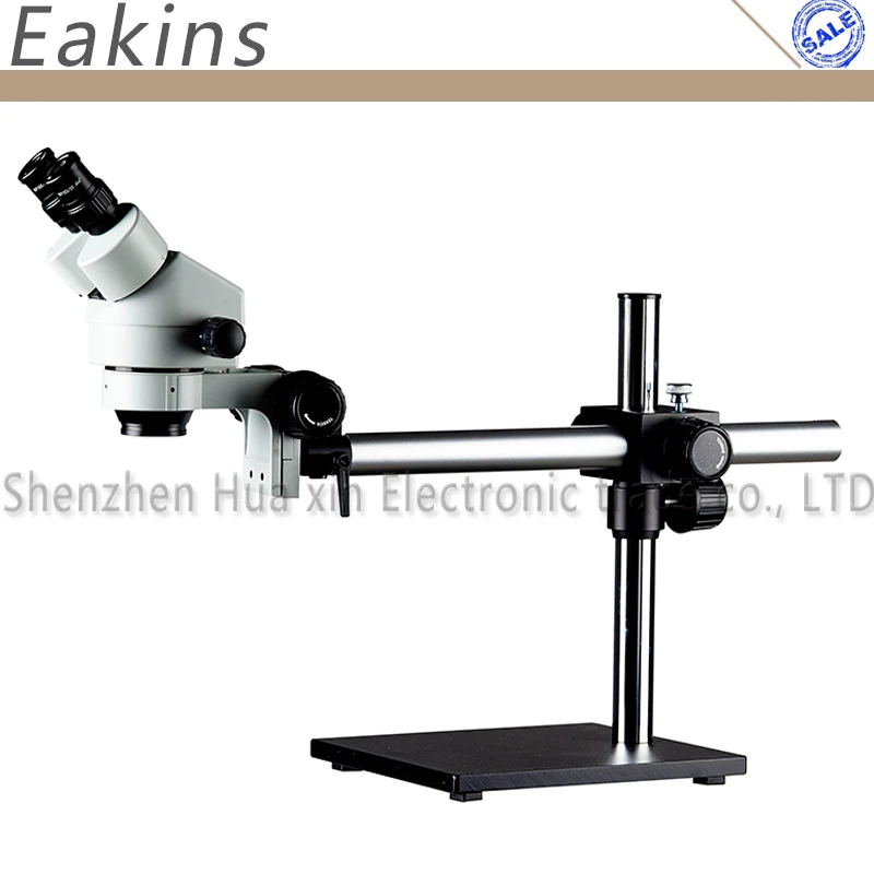 

EAKINS 3.5X-90X Single Boom Stand Stereo Zoom Binocular Microscope 144 LED Illumination Microscopio Ring Light