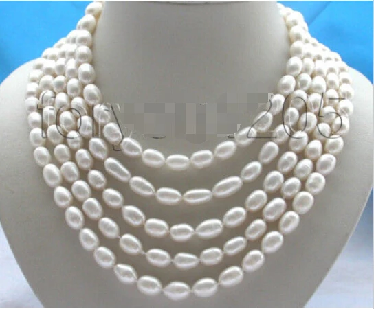

Free shipping Longest 100" Natural 12mm White Rice Pearl Necklace! 6.09