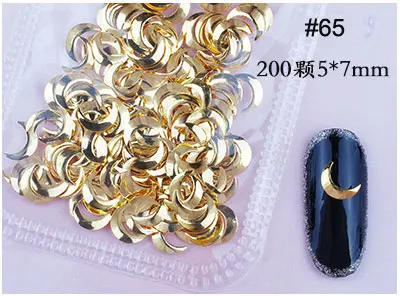 200 шт./пакет полые металлические рамки 3D ногтей заклепки украшения для ногтей блестящий кулон металлические заклепки аксессуары для маникюра художественное украшение - Цвет: 65