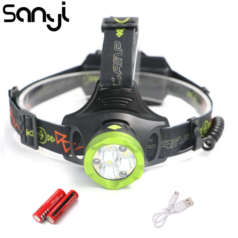 

SANYI 4 Modes 3*XML-T6+3*LED USB Rechargeable Headlamp Adjustable Headlight Waterproof Head Flashlight White+Red Light