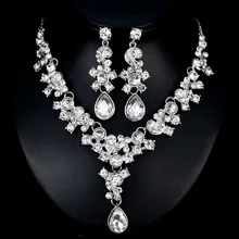 Wedding Jewelry Sets Big Crystal Water Drop Bridal Jewelry Set For Women Silver Choker Necklace Earrings Wedding Decoration Wedding Jewelry Sets Big Crystal Water Drop Bridal Jewelry Set For Women Silver Choker Necklace Earrings Wedding Decoration