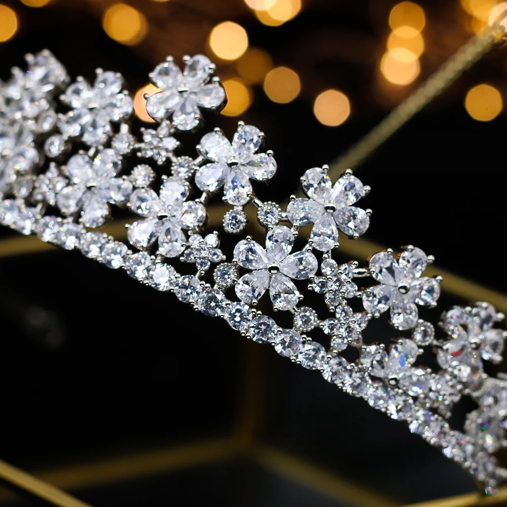 Европейский Простой сверкающий completo тиары с цирконием nupciales coronas ccrystal plateado Свадебные повязки для волос para las novias Dama