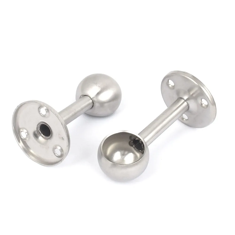 

2Pcs 25mm Diameter Stainless Steel Wardrobe Curtain Clothes Wall Mounted Pipe Rod Lever Support Bracket
