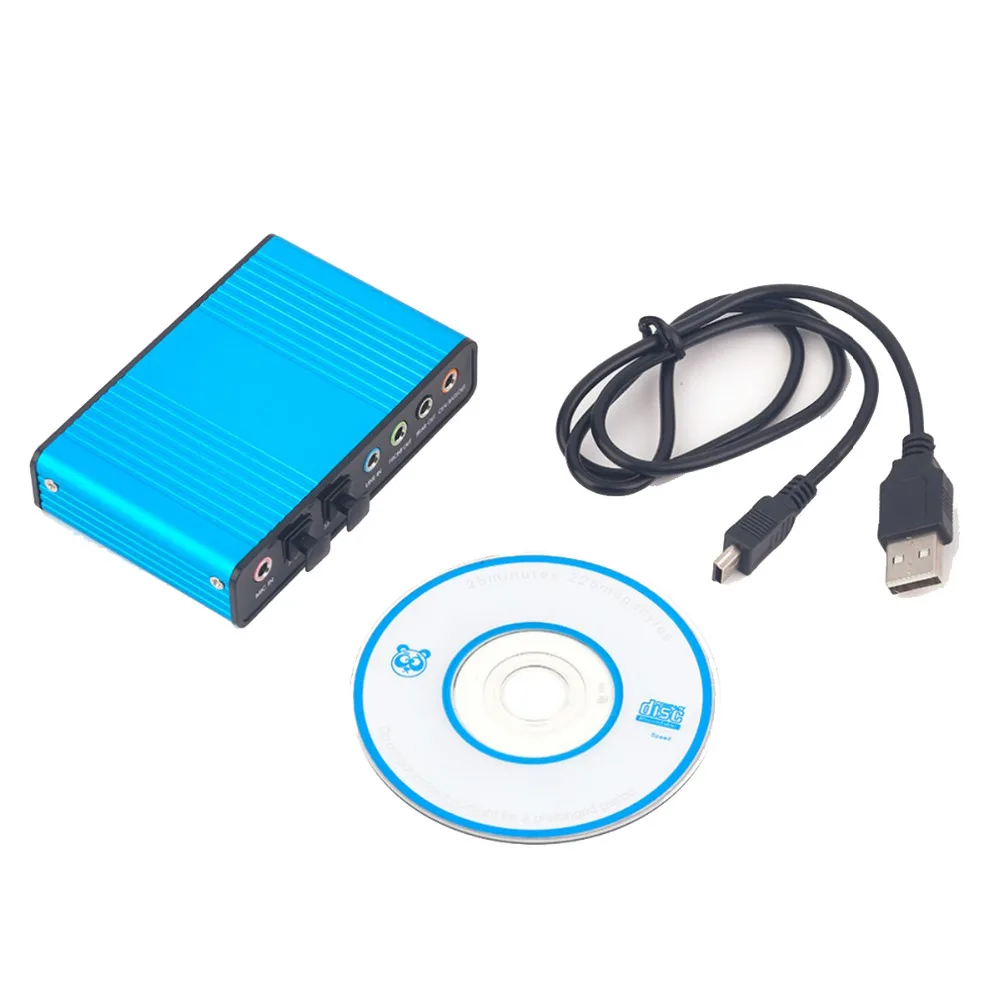 BSTUO алюминиевый сплав Внешний USB 2,0 4-канальный 5,1 оптический Аудио Звуковая карта адаптер контроллер SPDIF-синий