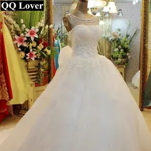 QQ Lover 2017 New Elegant Beaded Lace Ball Gown Wedding dress Bridal Gown Custom made Plus Size Vestido De Noiva