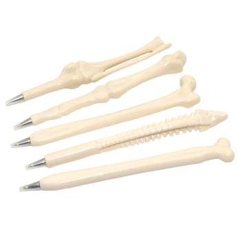 

5 Pcs Novelty Pen Writing Supplies Bone Shape Ballpoint Pen Wholesale New Gift School Office Stationery Blue Refill 0.7mm