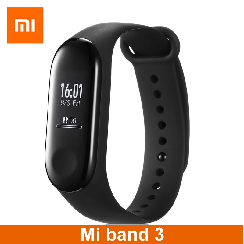 Xiaomi mi группа 3 смарт-трекер Braceletd 5ATM водостойкий BT 4,1 пульсометр OLED сенсорный экран mi Band 3 Смарт-часы - Цвет: Mi band 3