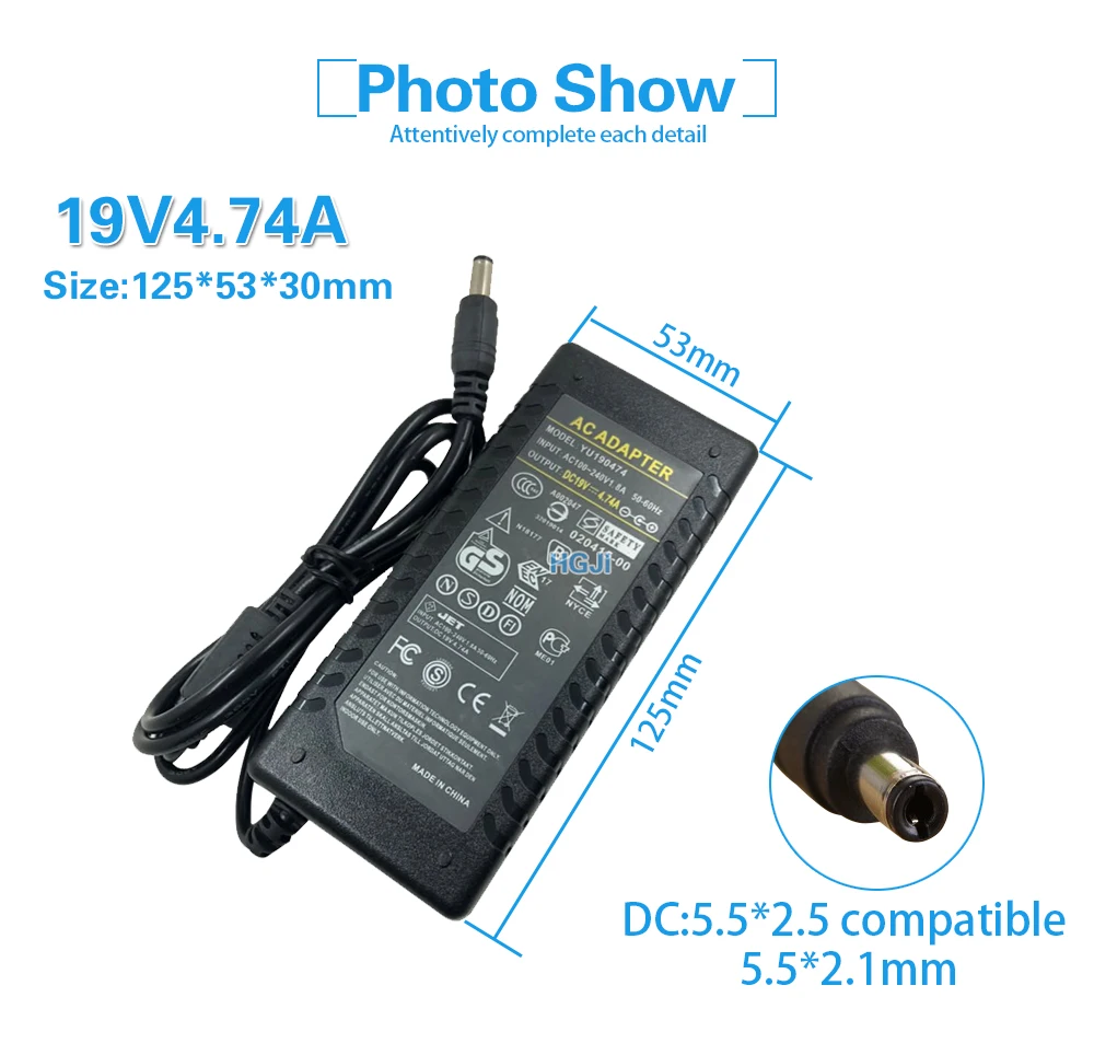 AC адаптер питания для ноутбука Зарядное устройство 19 в 4.74A 6A 6.32A универсальный адаптер зарядное устройство адаптер для ноутбука DC5.5* 2,5/7,4*5,0 мм