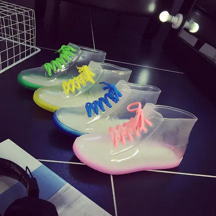 

Summer new jelly transparent PVC non-slip waterproof rain boots rainbow color multi-color short tube ladies rubber boots