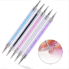 Caneta pontilhadora para unhas, pontilhado com contas de cristal, alça de strass, ferramenta para manicure