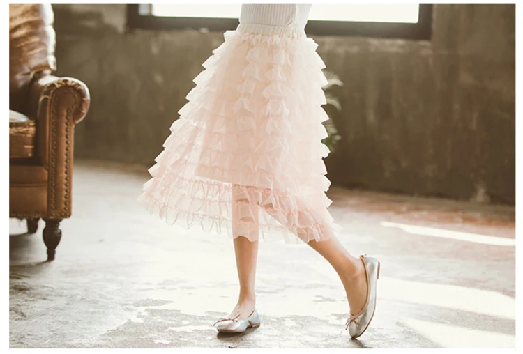Длинная Радужная юбка с оборками фатиновые юбки градиентного цвета Рождественский костюм принцессы для девочек-подростков от 4 до 14 лет детская одежда