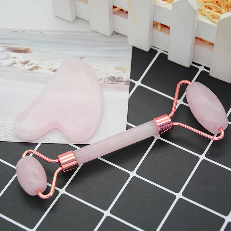 Natural Rose Quartz Gemstone Crystal Gua Sha Board Health Beauty Body Care Scraping SPA Massage Stone 3 Style