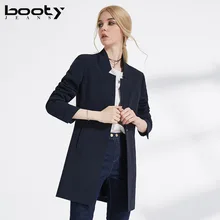 Bootyджинсы осень новая европейская Высококачественная женская одежда длинный дизайн тонкий темно-синий Формальные Блейзеры Женские топы
