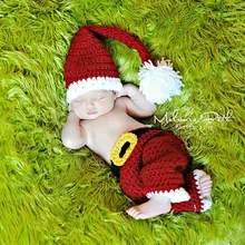 Детская вязаная шапка Санта Клауса эльфа со штанами, комплект из 2 предметов, реквизит для фотосъемки