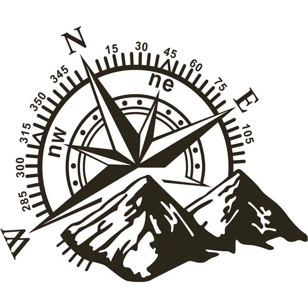

1pcs 3D High Quality Funny Car Sticker Compass Rose Navigate Mountain 4x4 Offroad Vinyl Sticker Decal Car Decal