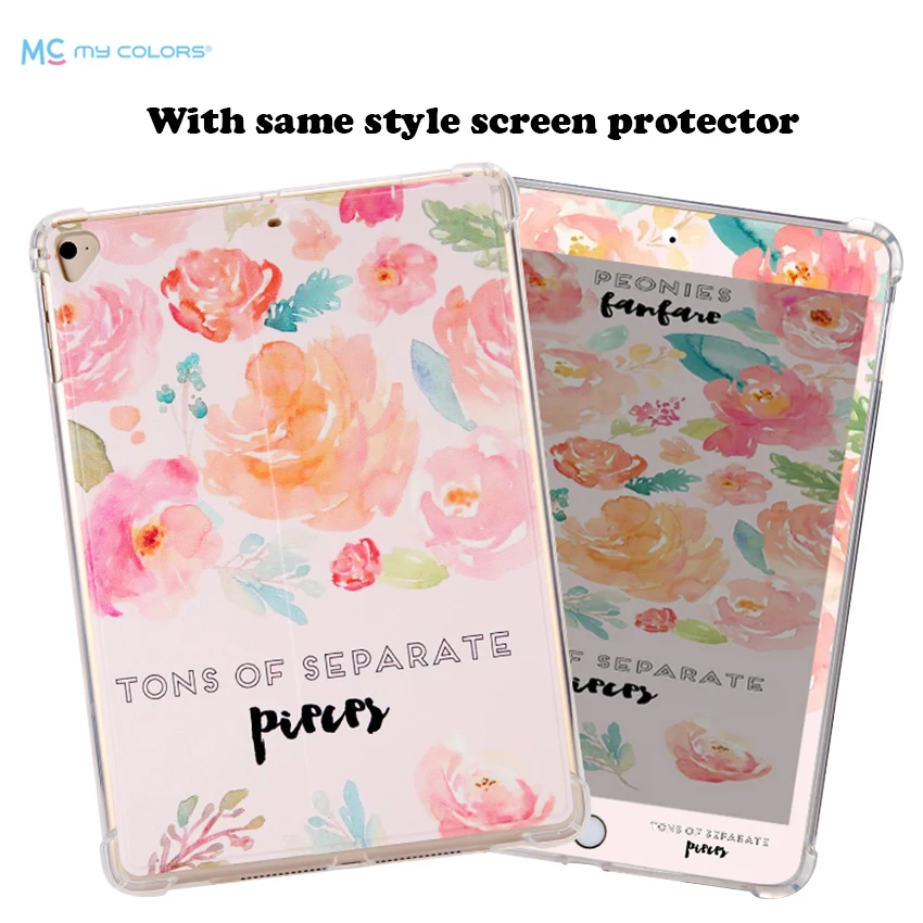 

For iPad 2017 Soft TPU PU Tablet Case Cover 9.7'' Print Protective Stand For Apple iPad air 2 1 Skin with Screen Flim Protector