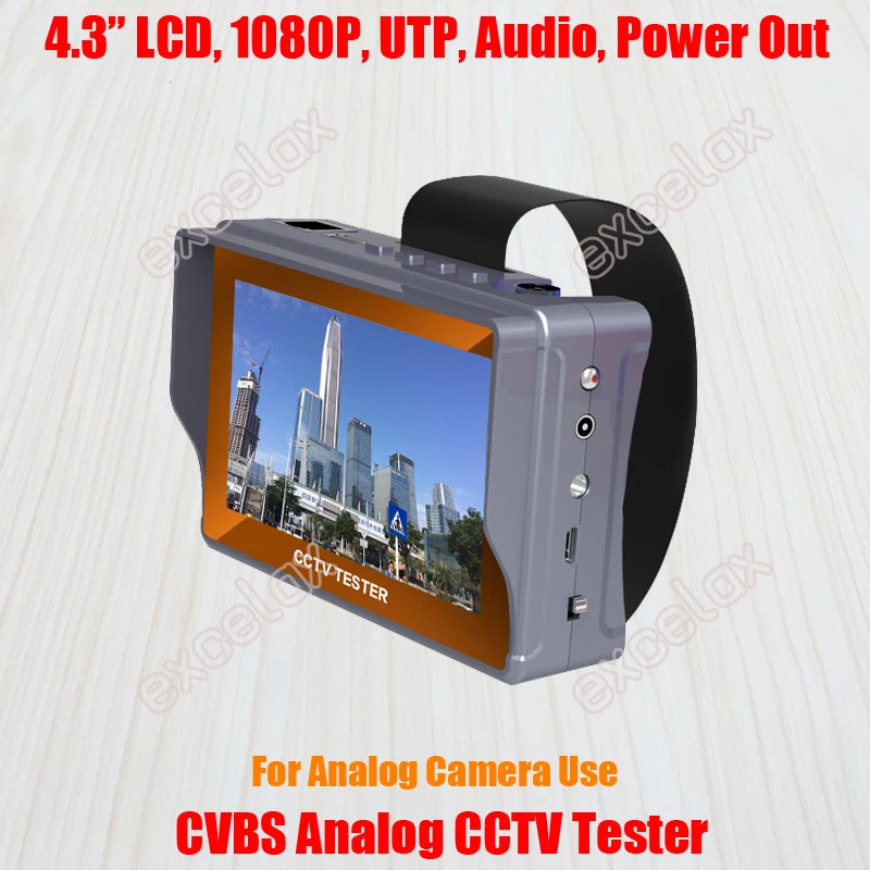 

4.3" LCD CVBS Analog Camera CCTV Tester Monitor Video Audio PTZ DC12V 5V Out UTP RJ45 Cable Test Rechargeable Battery