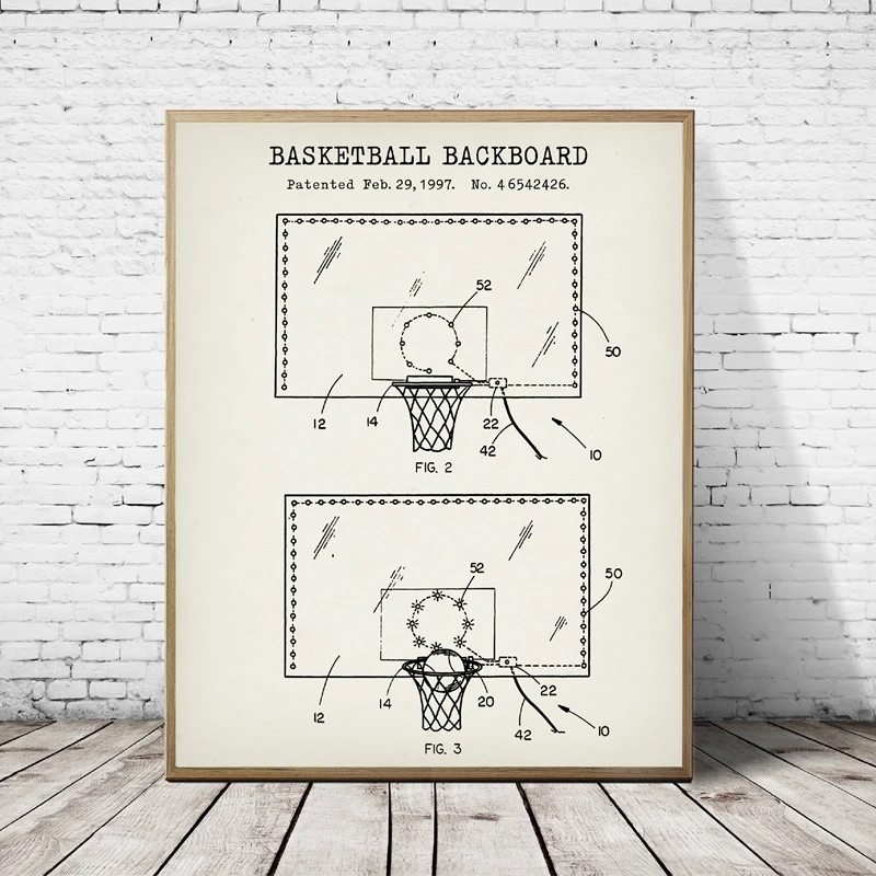Basketball Backboard Patent Prints Home Decor