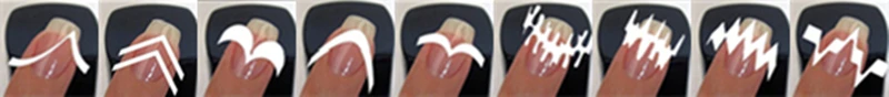 24 листа/набор стильные французские направляющие для маникюра с кончиками пальцев прямые волнистые линии в форме звезды трафарет для маникюра дизайн ногтей DIY Sticky