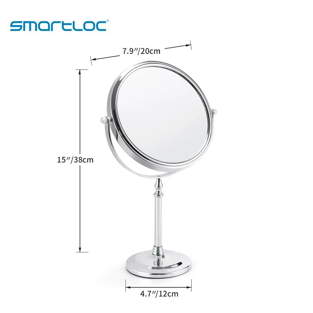 Smartloc 20 سنتيمتر 2 الوجه الحديد حامل جولة الحمام مرآة حمام مرآة الغرور 360 ° الدورية منضدة الزينة غرفة نوم