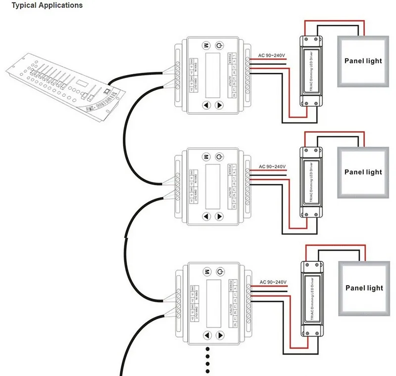 DMX302 led DMX triac диммер регулятор яркости AC90V-240V выход 3 канала 1A/CH Высокое напряжение led диммер для led панель светильник
