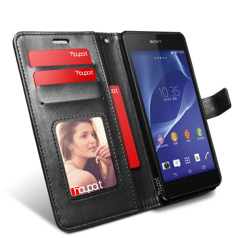 

Thouport For Sony Xperia Z1 L39h C6906 C6903 Retro Leather Case Flip Wallet Stand Card Holder Cover Bags Photo Frame For Sony Z1