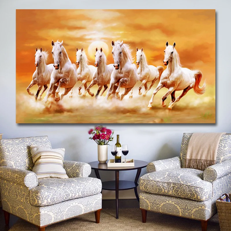 

Modern Seven Running Horses Canvas Painting Wall Art Poster And Prints Picture Home Decoration For Living Room No Frame