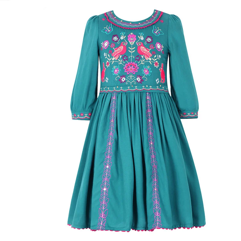 Платье для девочек, новинка 2018 года, детская одежда с короткими рукавами на весну и лето, платье с рукавами для малышей с вышивкой в
