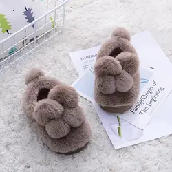 Милый ребенок хлопка обувь мультфильм теплые сапоги Нескользящие родитель-ребенок обувь кролика плюшевые домашняя обувь