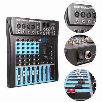 

CT6 6 Channel Professional Stereo Mixer Live Audio Sound Console Vocal Effect Processor with 4-CH Mono & 2-CH Stereo Input