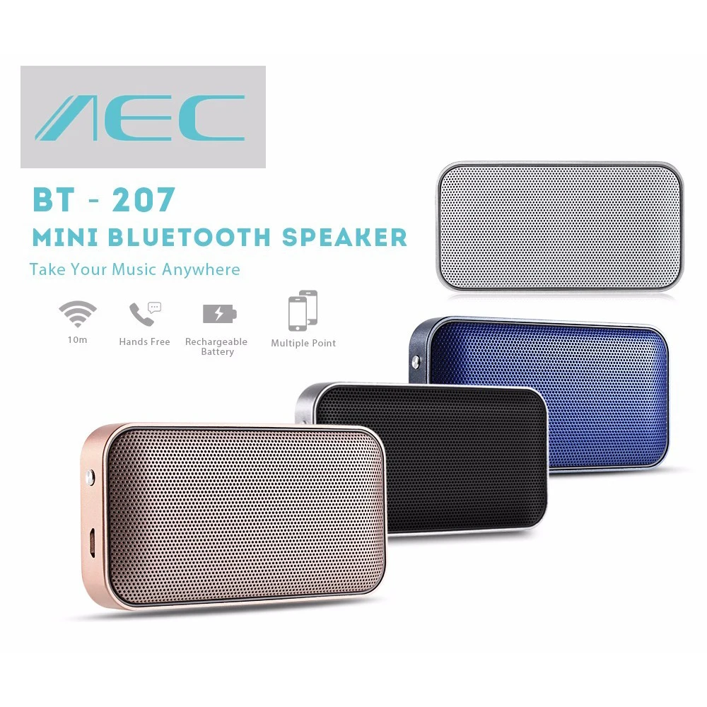 AEC BT207 портативный беспроводной карманный bluetooth-динамик мини-металлическая музыкальная звуковая коробка Громкая связь для спорта на открытом воздухе для езды сабвуфер